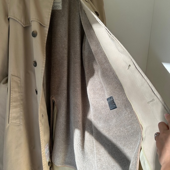 VTG 90s London Fog Unisex Trench Coat Zip In Thermal Liner 40Reg Streetwear Tan - Picture 4 of 14